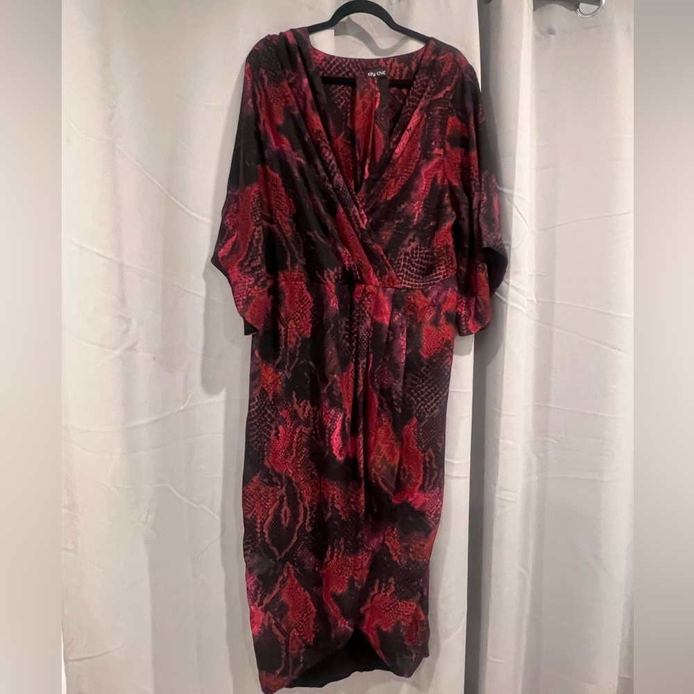 City Chic Red and Black Patterned Dress